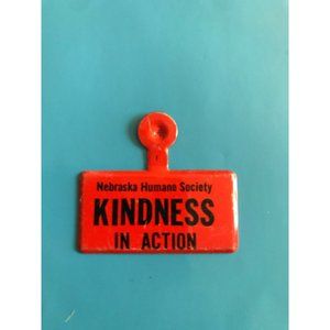 Vintage Nebraska Humane Society Kindness In Action Cat Dog Button Metal Tab Pin